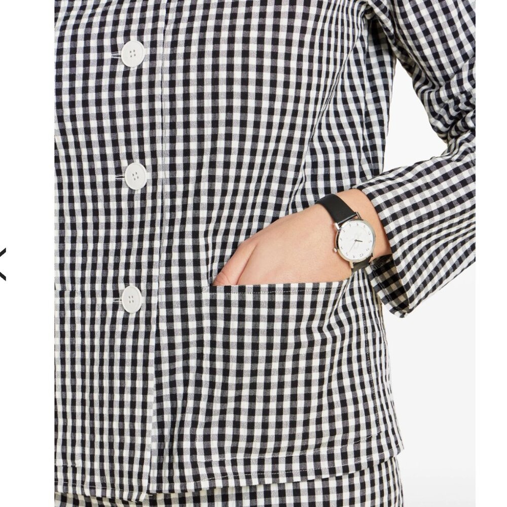 Agnès B. Paris Gingham Button-Up Shirt Black White Size 1/Small - Picture 13 of 14